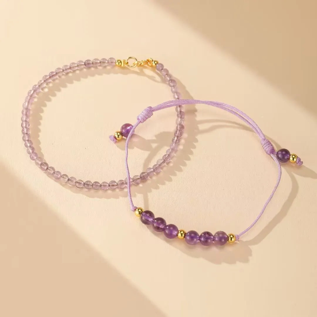 Bracelet Améthyste "Harmonie Mystère" Argent Doré Or 14K