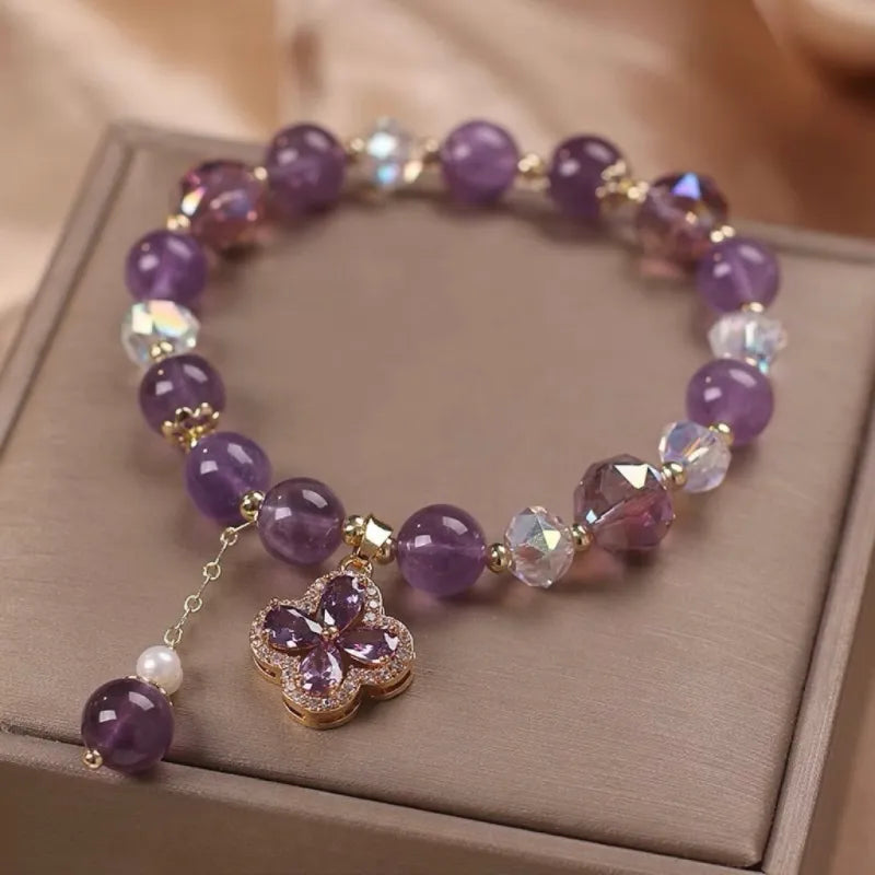 Bracelet Améthyste Trèfle "Éclat de Chance"