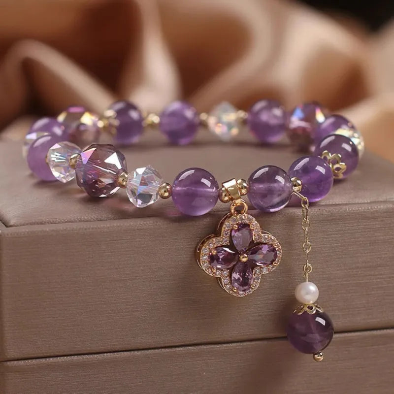 Bracelet Améthyste Trèfle "Éclat de Chance"