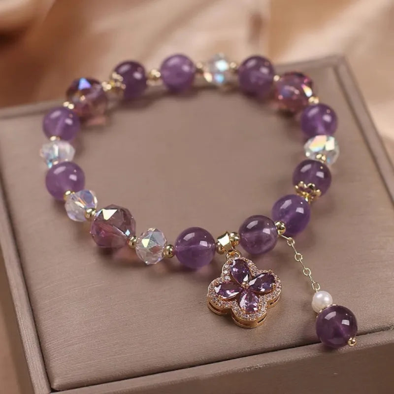 Bracelet Améthyste Trèfle "Éclat de Chance"