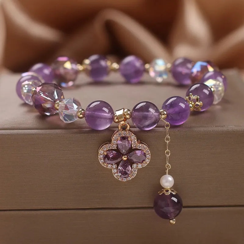 Bracelet Améthyste Trèfle "Éclat de Chance"