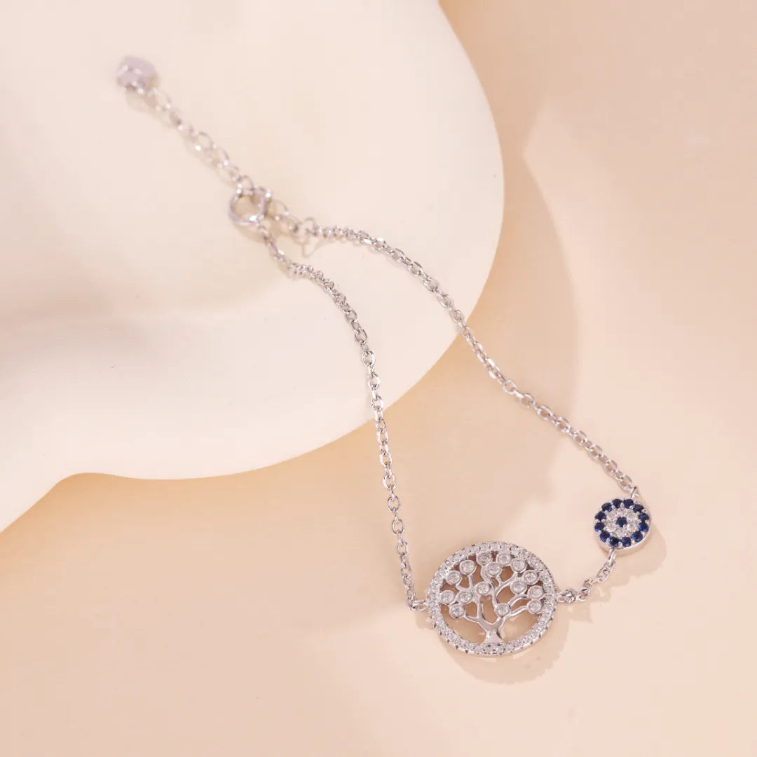 Pulsera Árbol de la Vida y Mal de Ojo "Árbol Protector" Plata
