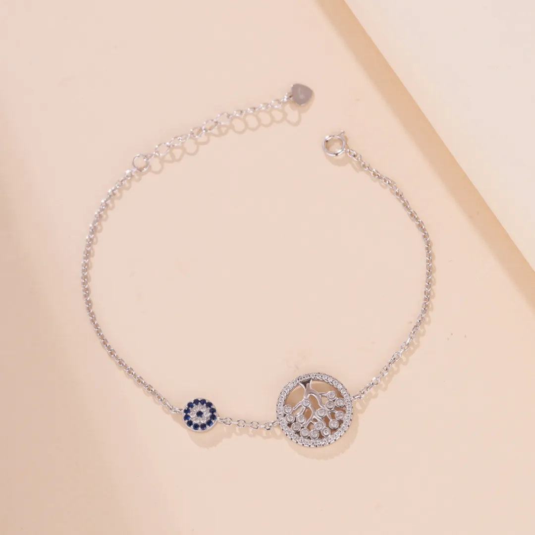 Pulsera Árbol de la Vida y Mal de Ojo "Árbol Protector" Plata