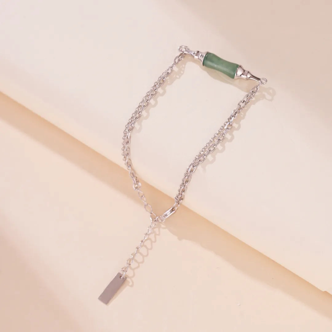Bracelet Aventurine Bambou "Vert Harmonie" Argent