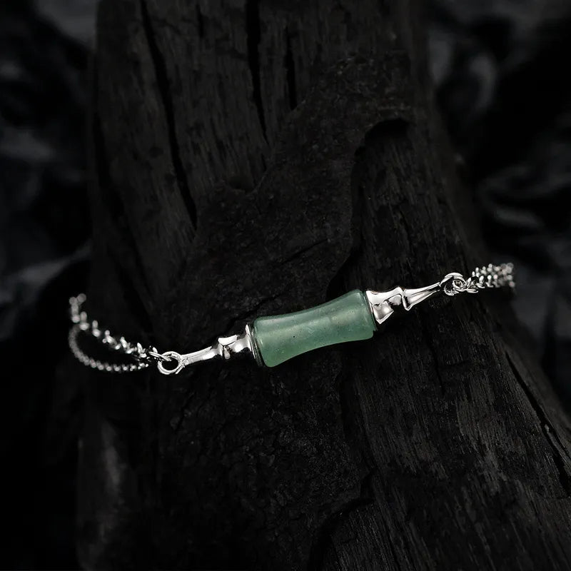 Bracelet Aventurine Bambou "Vert Harmonie" Argent