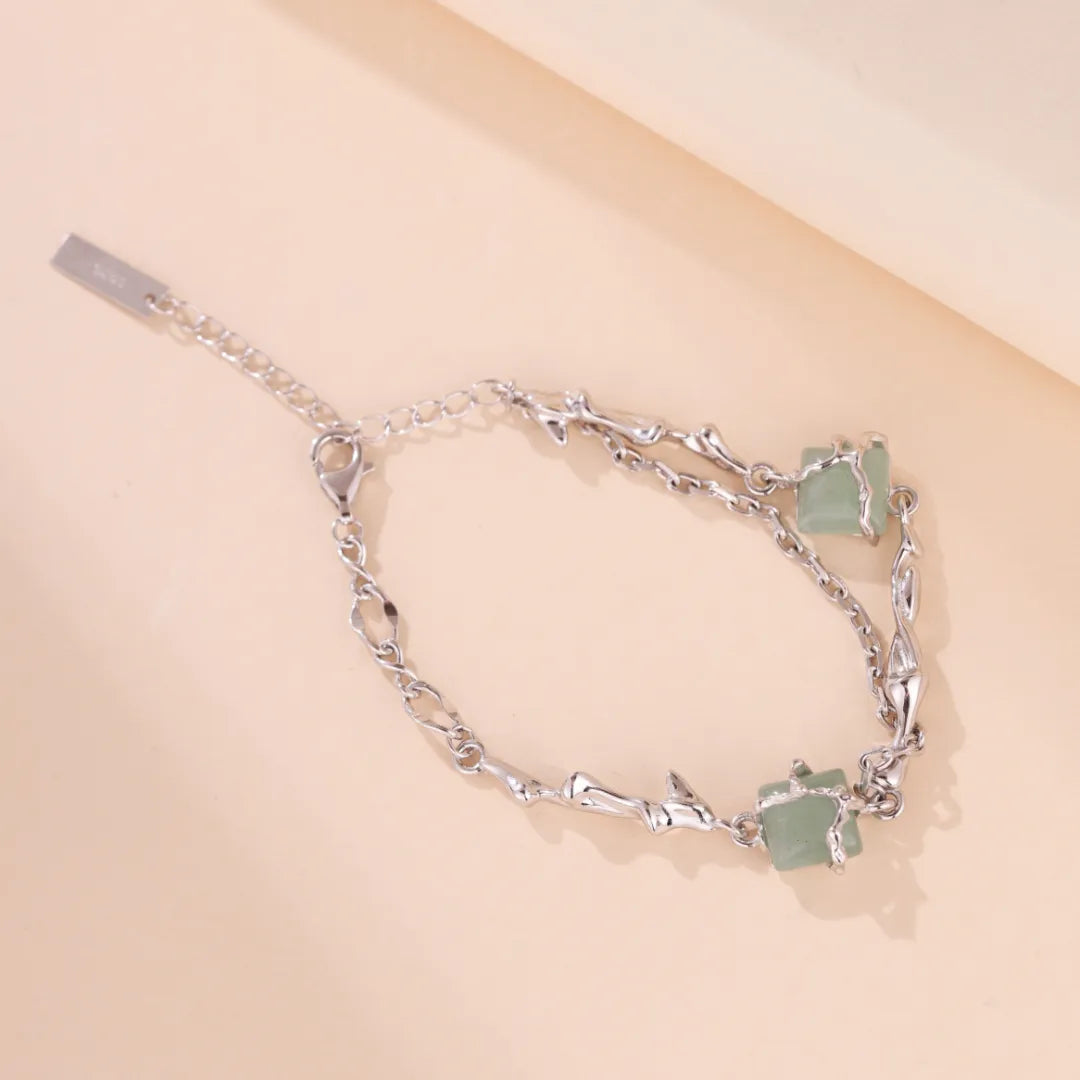 Bracelet Aventurine "Forêt Enlacée" Argent