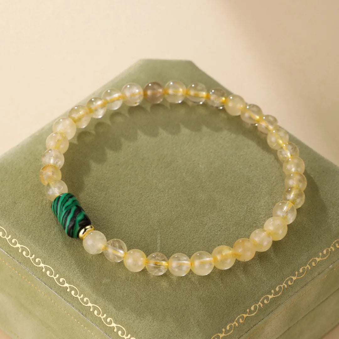 Bracelet Citrine et Malachite "Lumière Envoûtante"