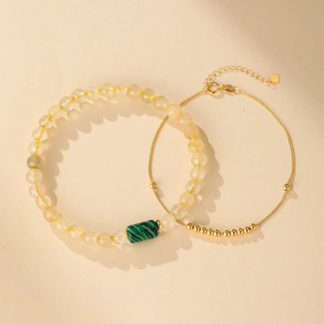 Bracelet Citrine et Malachite "Lumière Envoûtante"