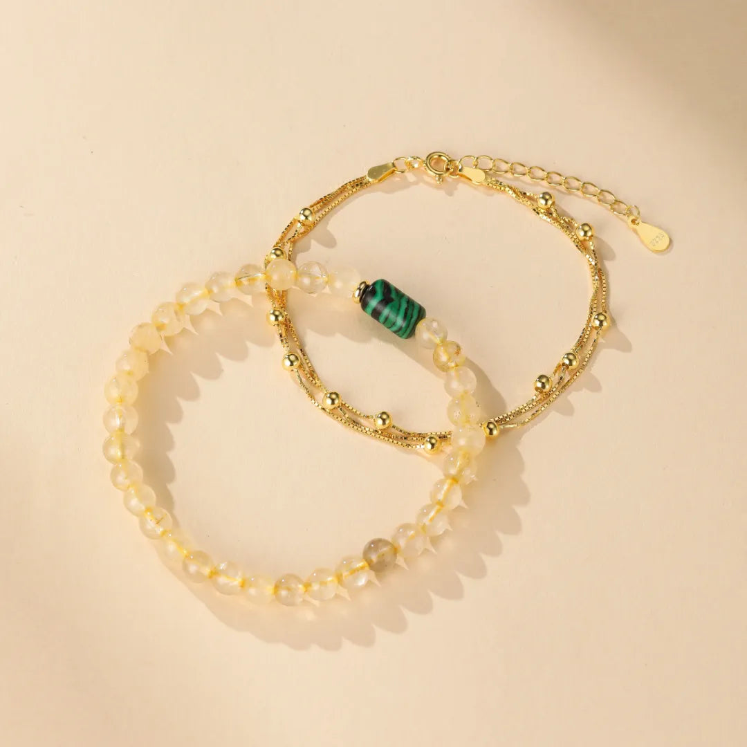 Bracelet Citrine et Malachite "Lumière Envoûtante"