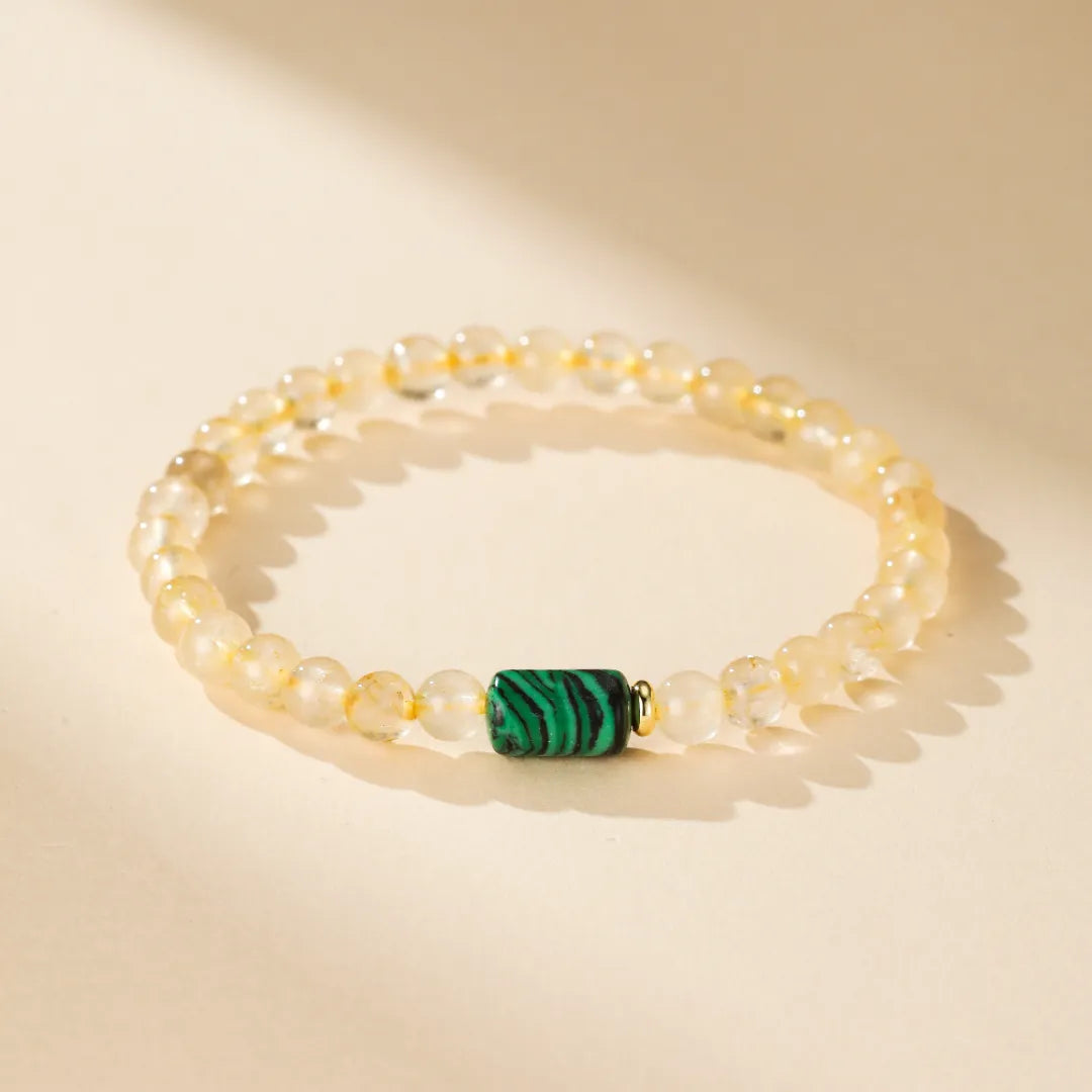 Bracelet Citrine et Malachite "Lumière Envoûtante"