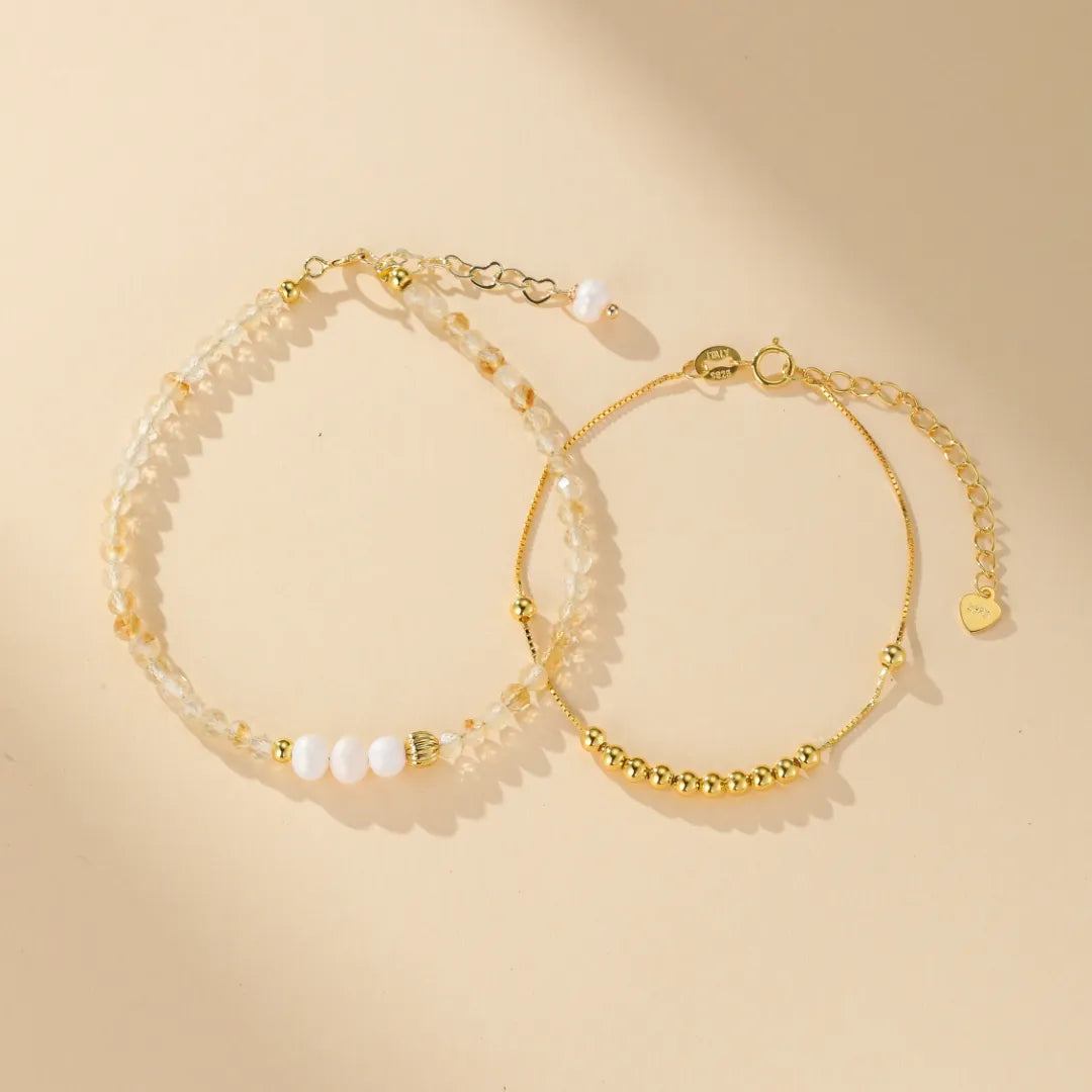 Bracelet Citrine et Perle "Charme Doux"