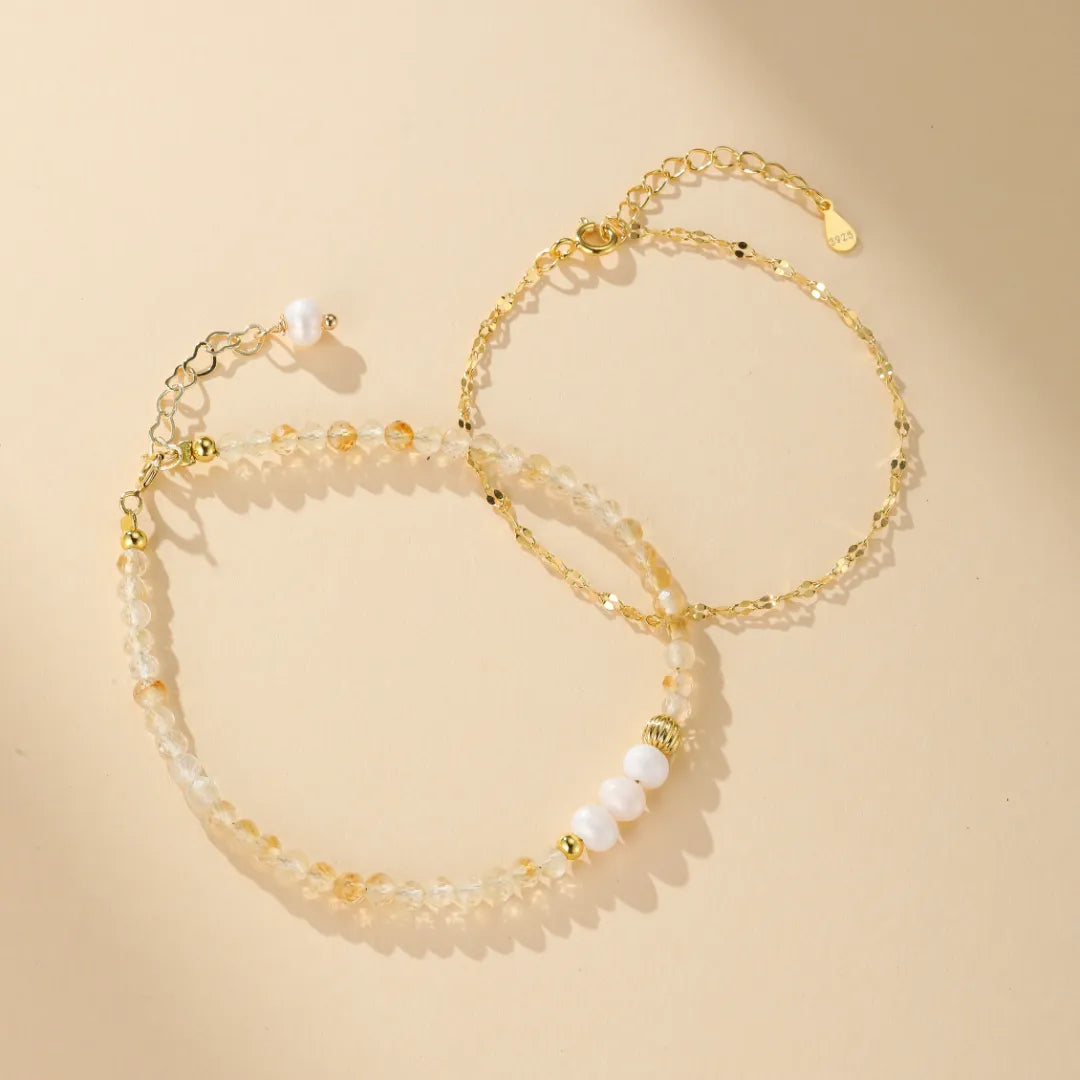 Bracelet Citrine et Perle "Charme Doux"