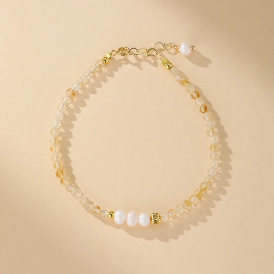 Bracelet Citrine et Perle "Charme Doux"