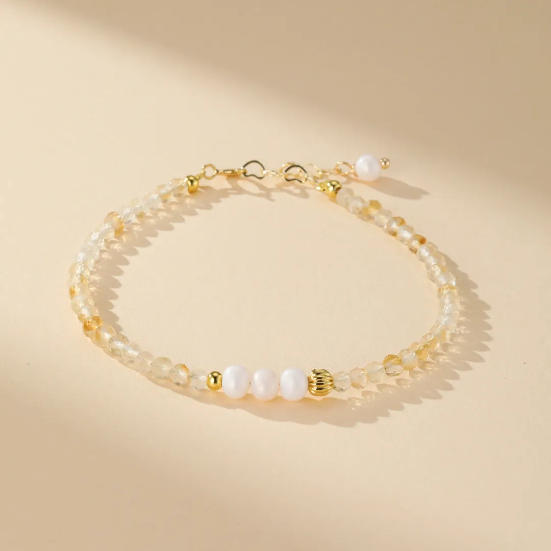 Bracelet Citrine et Perle "Charme Doux"