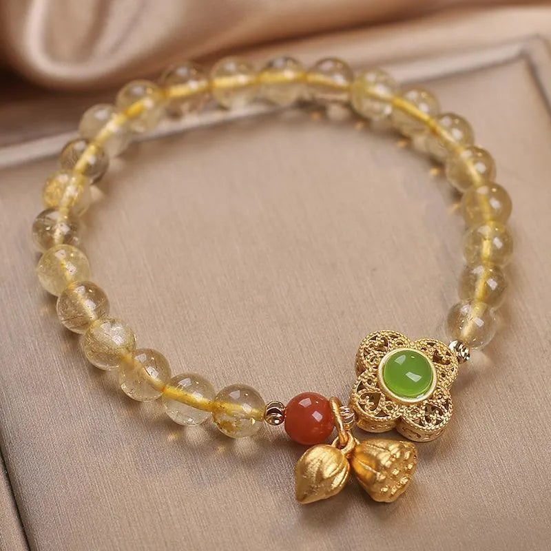 Bracelet Trèfle Citrine "Chance et Prospérité"