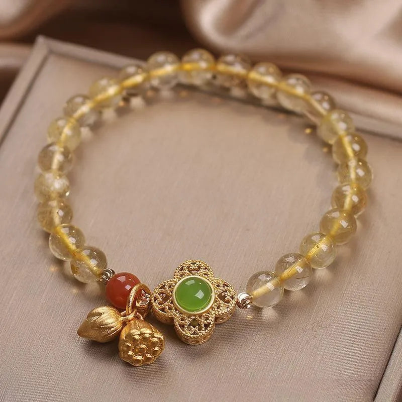 Bracelet Trèfle Citrine "Chance et Prospérité"