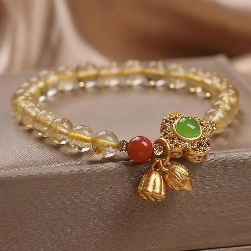 Bracelet Trèfle Citrine "Chance et Prospérité"