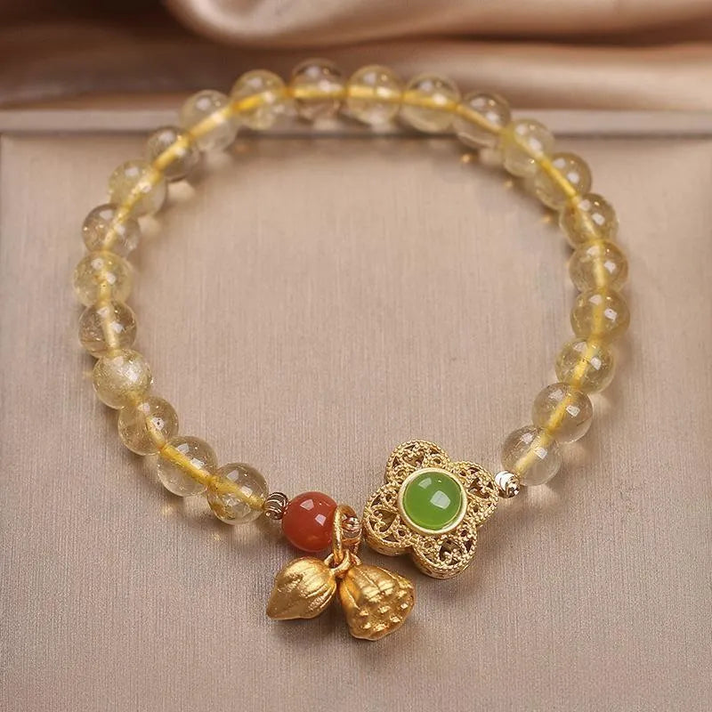 Bracelet Trèfle Citrine "Chance et Prospérité"