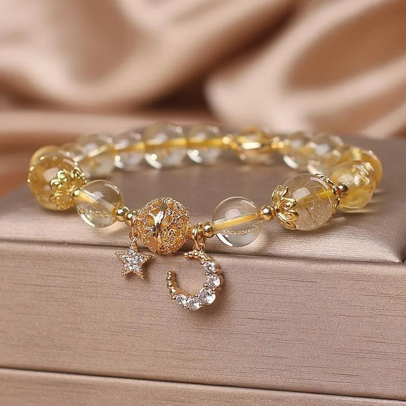 Bracelet Citrine Lune et Étoile – Rêveur