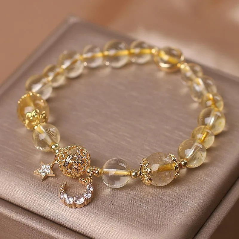 Bracelet Citrine Lune et Étoile – Rêveur