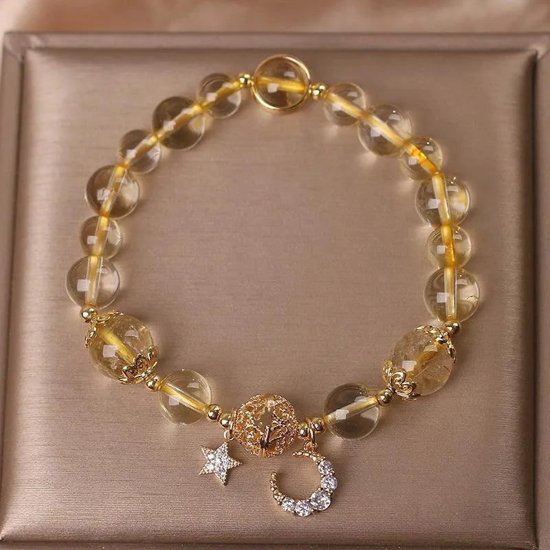 Bracelet Citrine Lune et Étoile – Rêveur