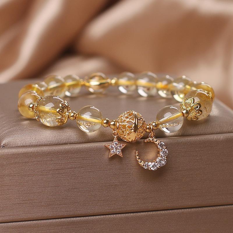 Bracelet Citrine Lune et Étoile – Rêveur
