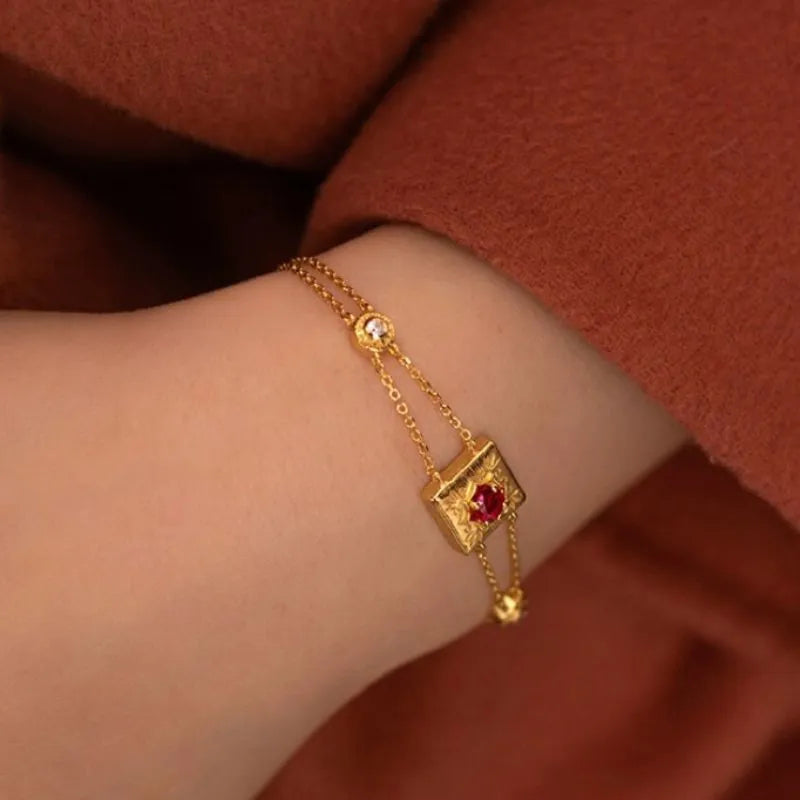 Pulsera Cornalina "Vida Alegre" Plata Dorada Oro