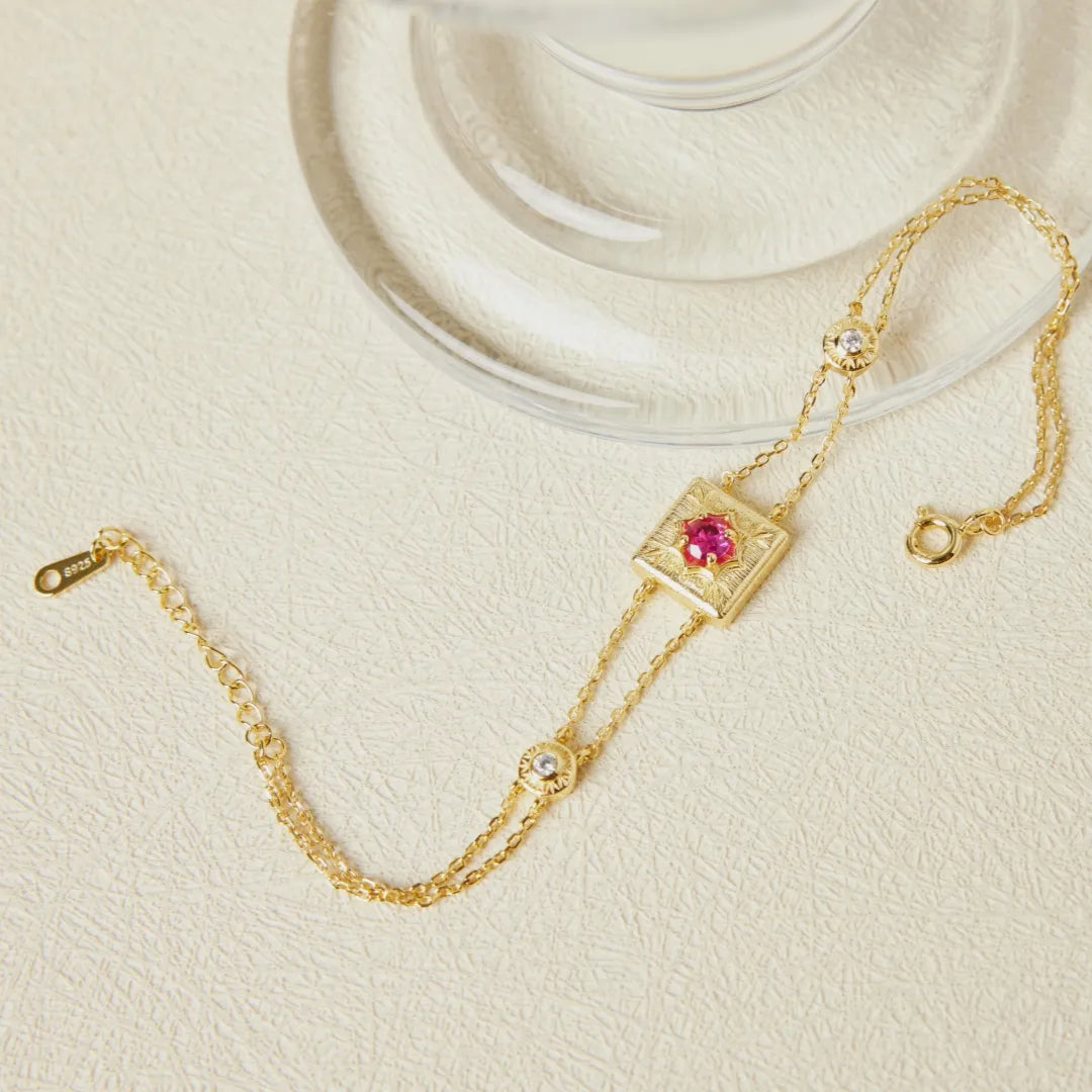 Pulsera Cornalina "Vida Alegre" Plata Dorada Oro