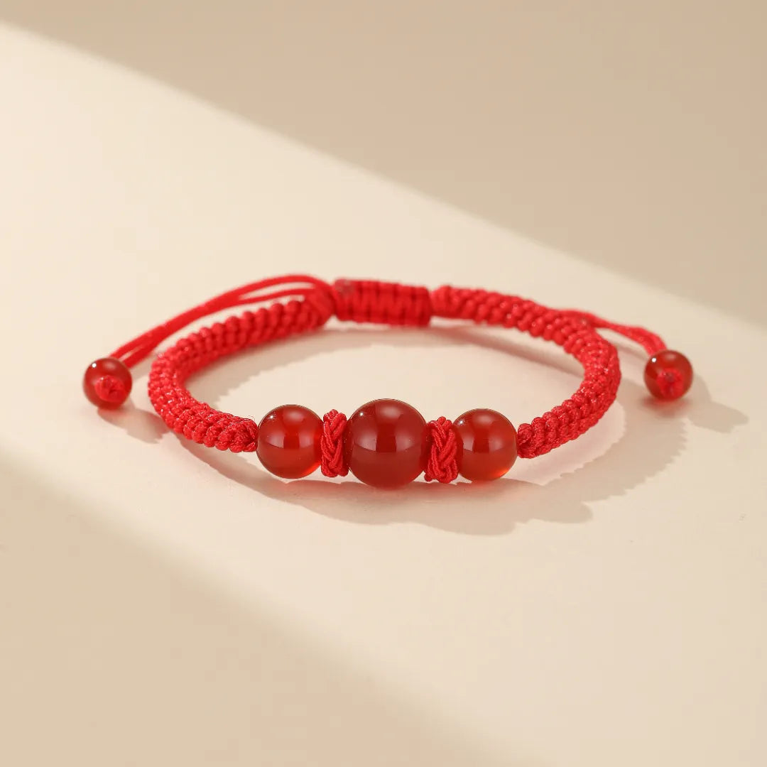Pulsera de Pareja Hilo Rojo Ágata y Obsidiana "Hilo de Eternidad"