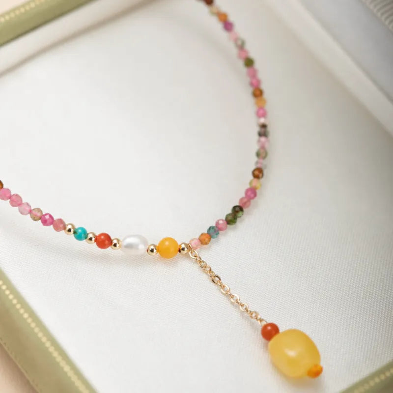 Bracelet de Cheville Tourmaline "Couleurs de Joie" Doré Or