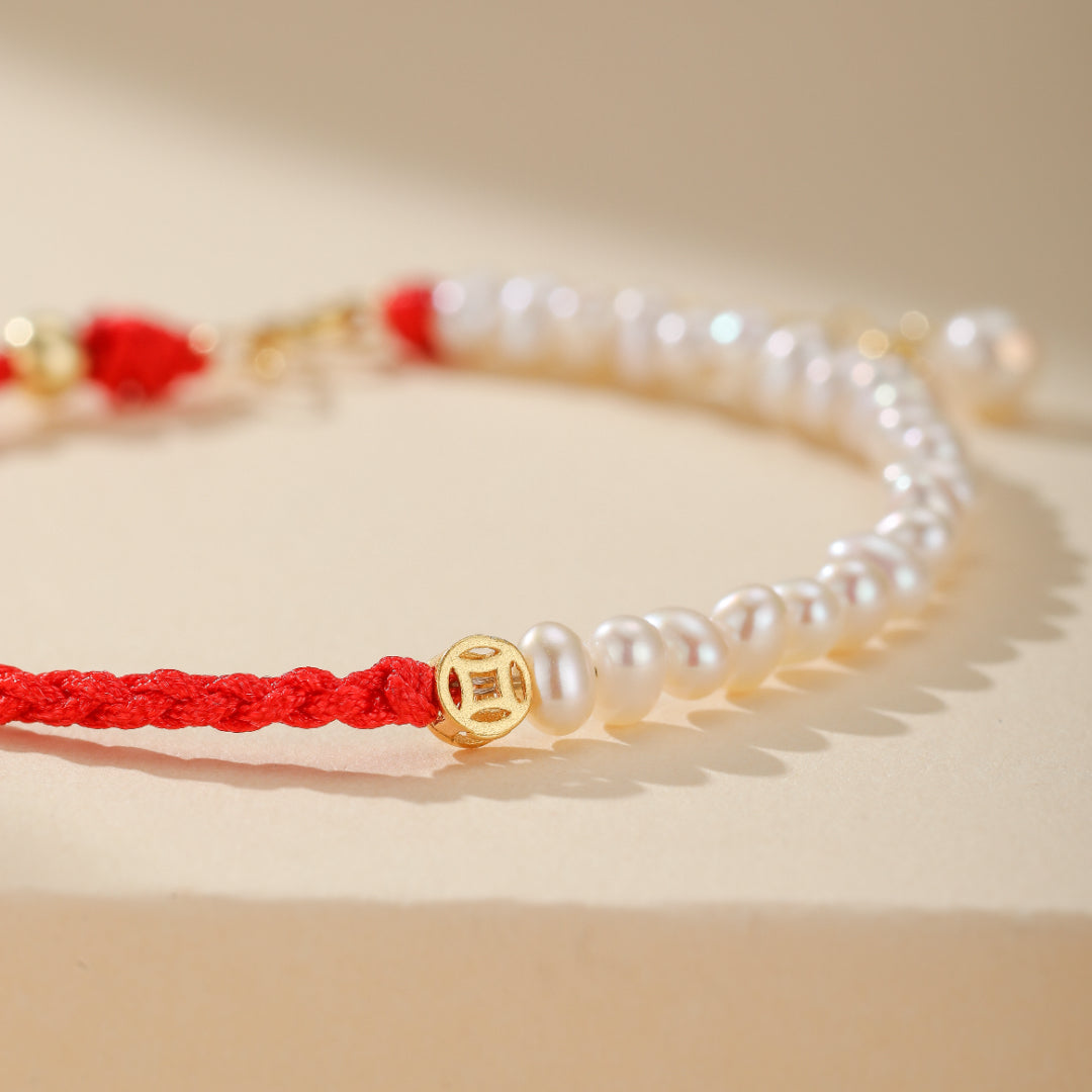 Armband Fil Rouge "Perlmutt Glanz" Gold Silber