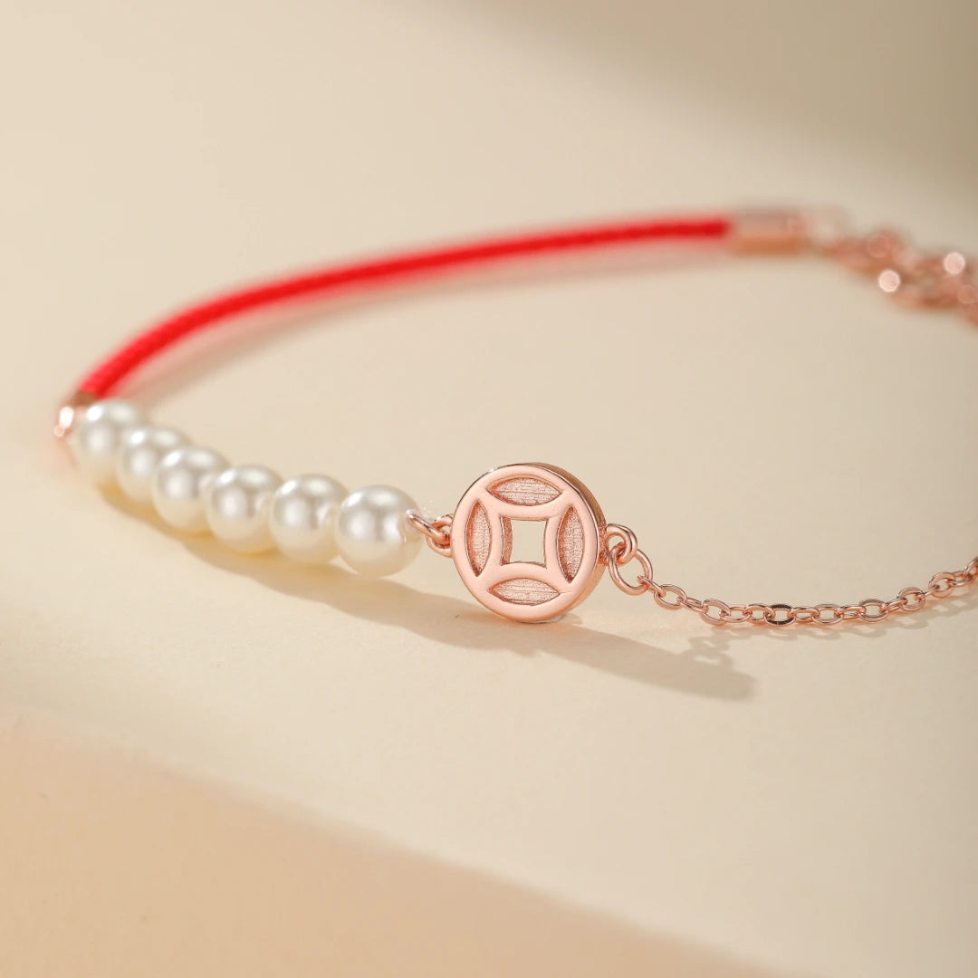 Bracelet Fil Rouge "Murmure De Nacre" Argent