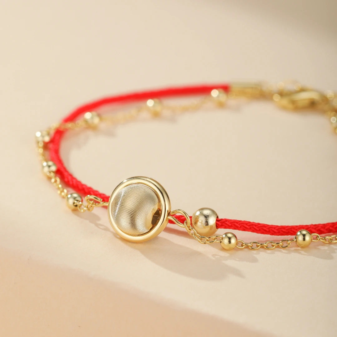 Bracelet Fil Rouge "Soleil Rouge" Argent