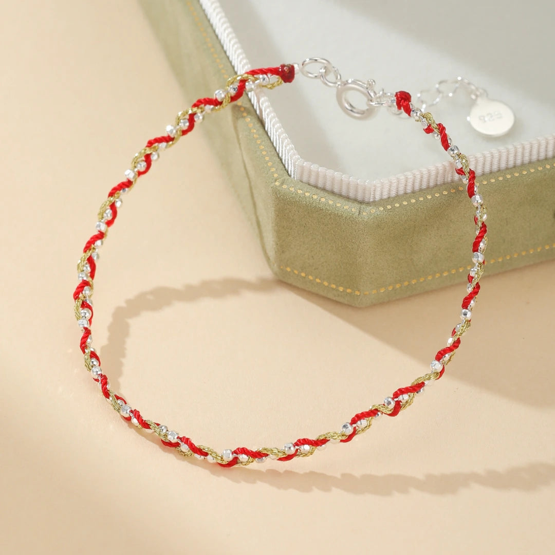 Bracelet Fil Rouge "Spirale D'Or" Argent Or 14K