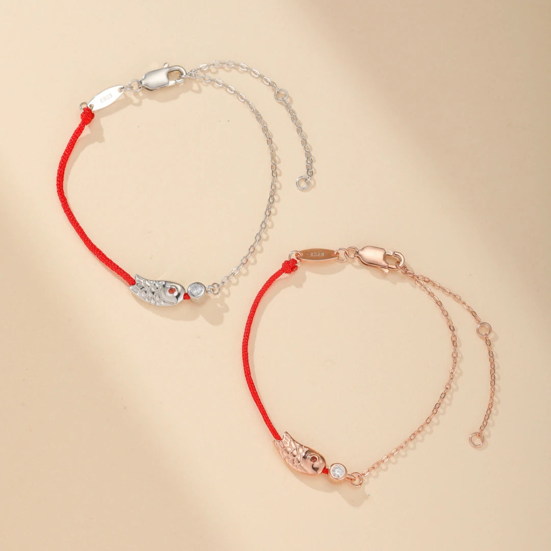 Bracelet Fil Rouge "Voyage Rubis" Argent