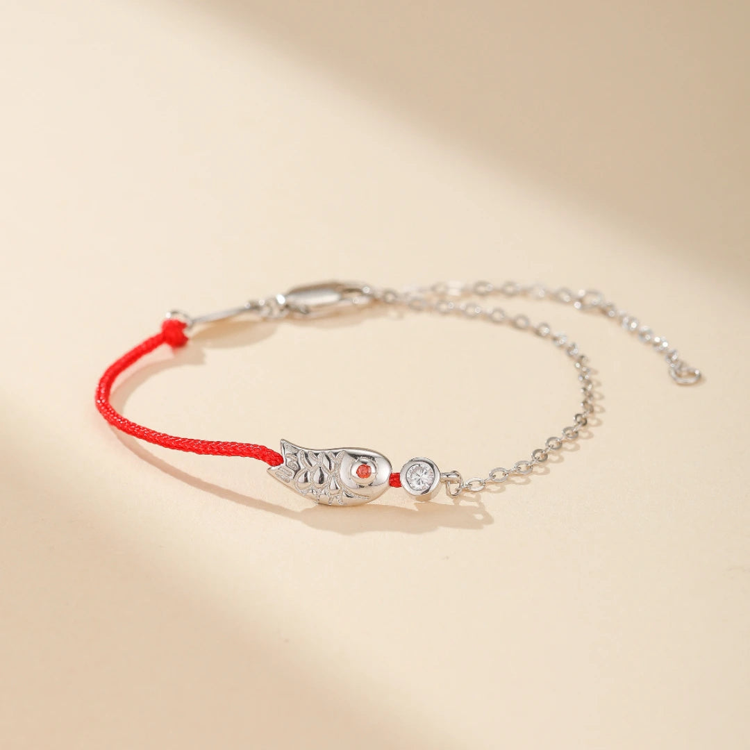 Bracelet Fil Rouge "Voyage Rubis" Argent