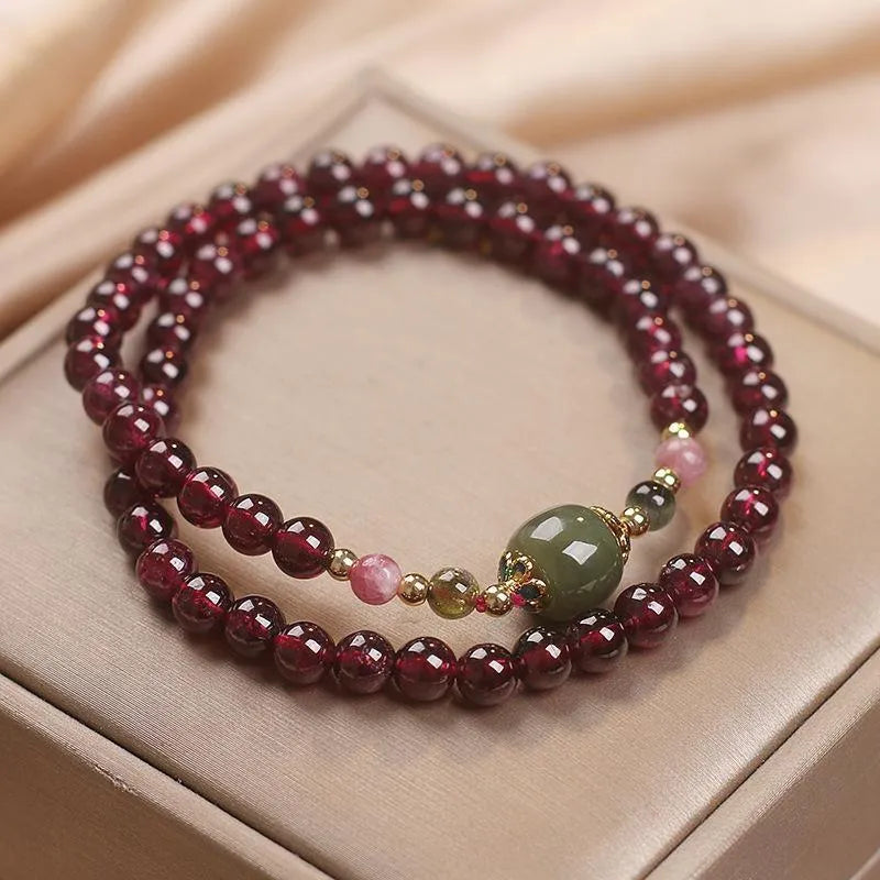 Bracelet Grenat et Jade "Passion"