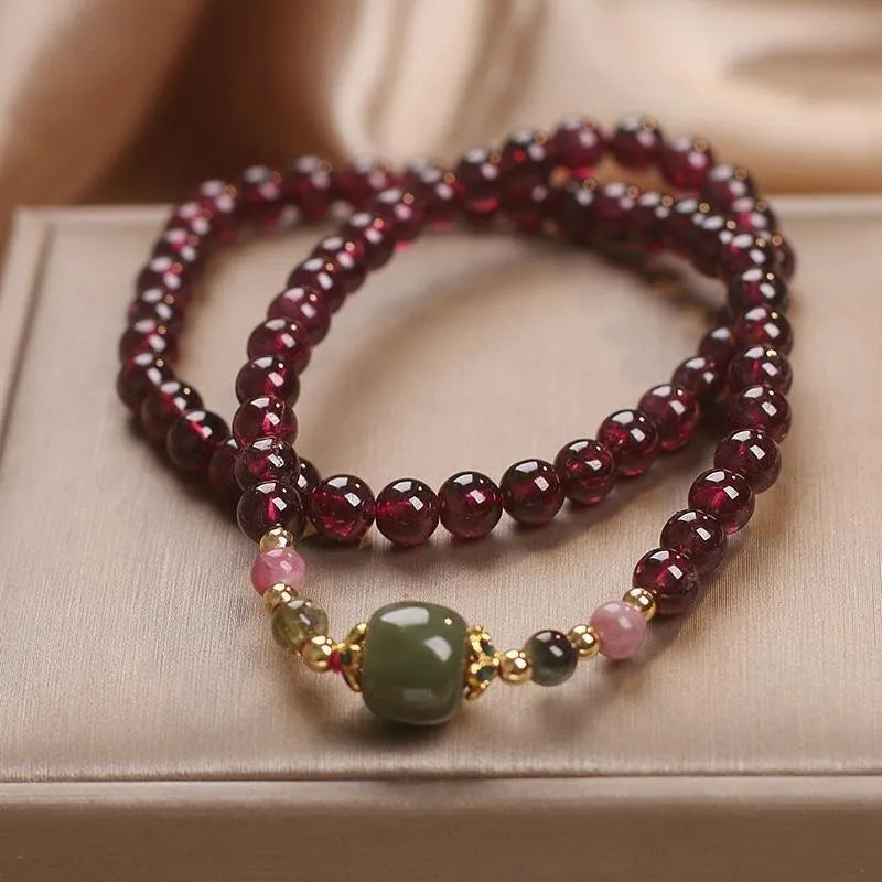 Bracelet Grenat et Jade "Passion"