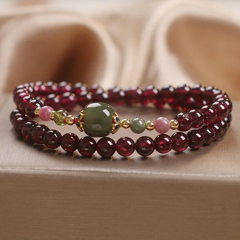 Bracelet Grenat et Jade "Passion"