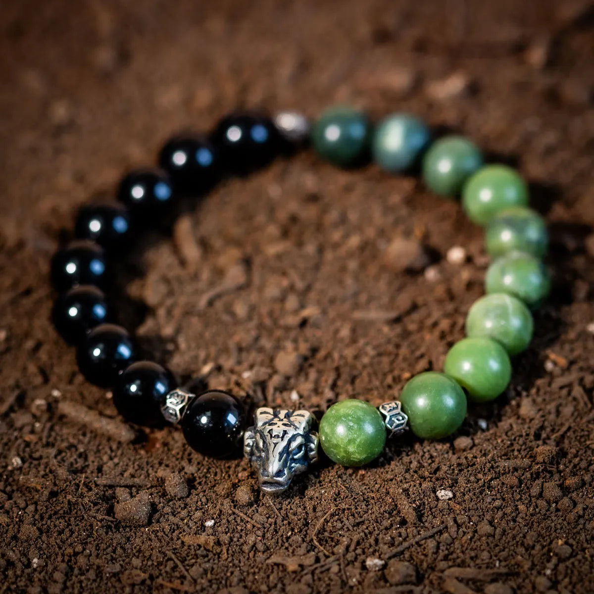 Bracelet Homme Jade Obsidienne "Secret de Nuit" Argent
