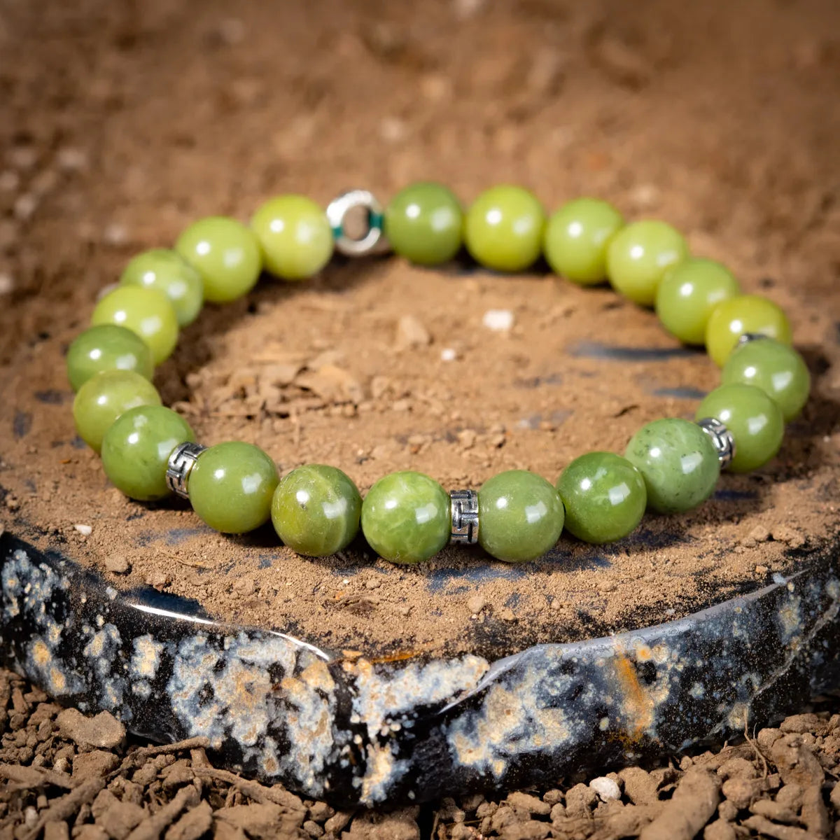 Bracelet Homme Jade "Force Verte" Argent