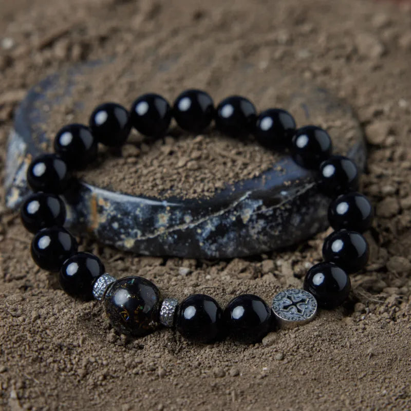 Bracelet Homme Obsidienne "Force Intérieure" Argent