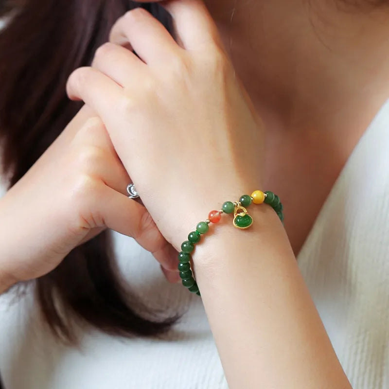 Bracelet Jade "Beauté Spirituelle" Argent Doré Or