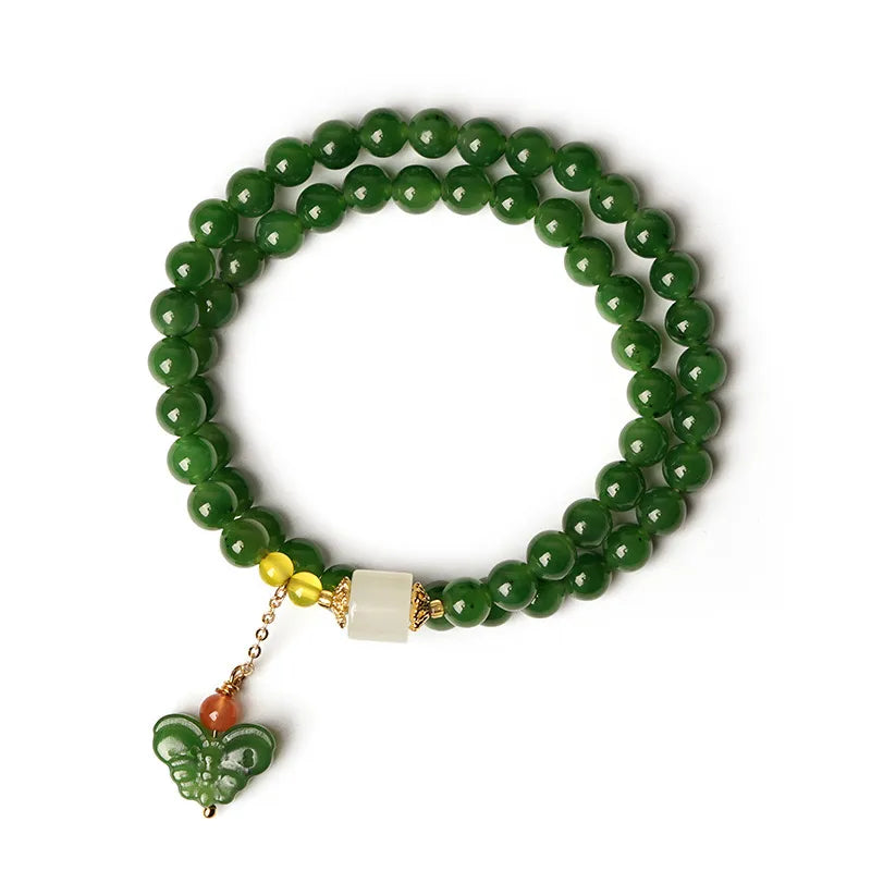 Bracelet Jade "Douceur Papillon" Argent Doré Or