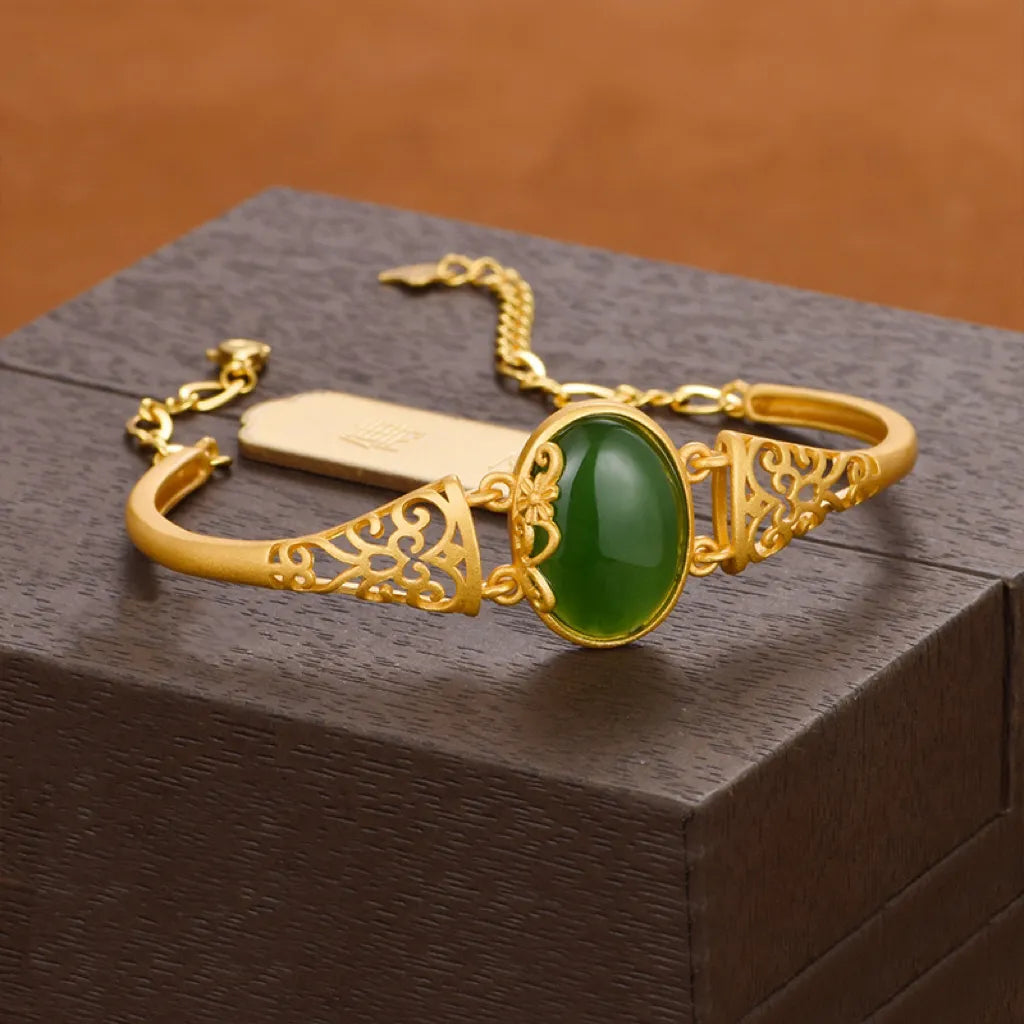 Bracelet Jade "Élégance Impériale" Argent Doré Or