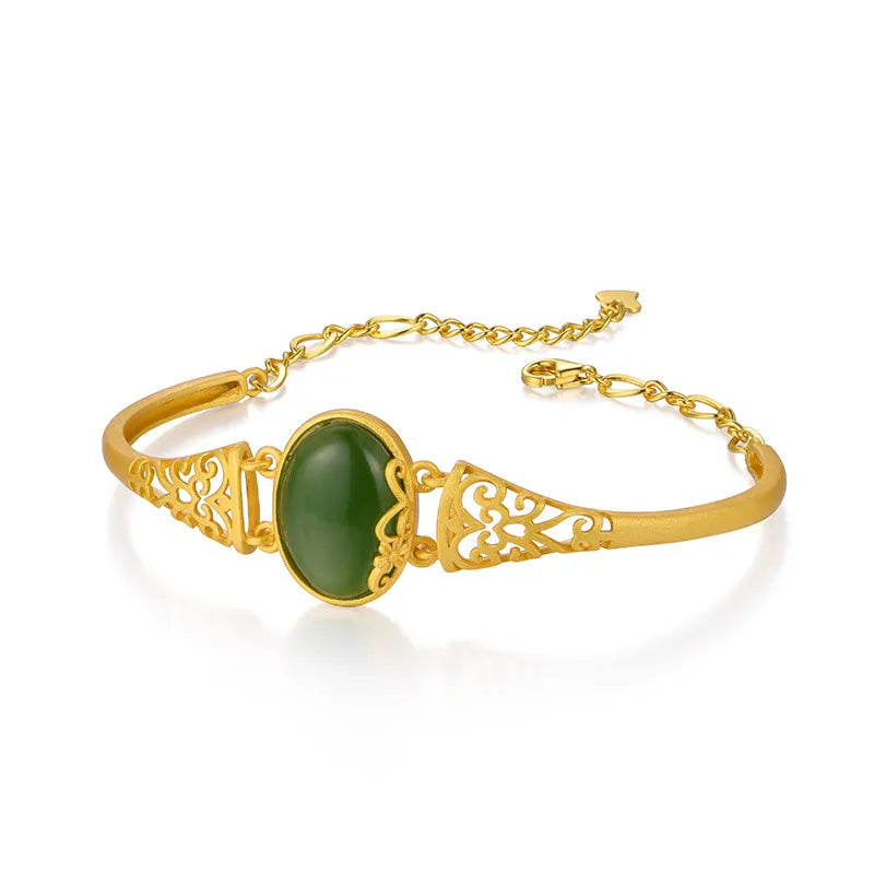 Bracelet Jade "Élégance Impériale" Argent Doré Or