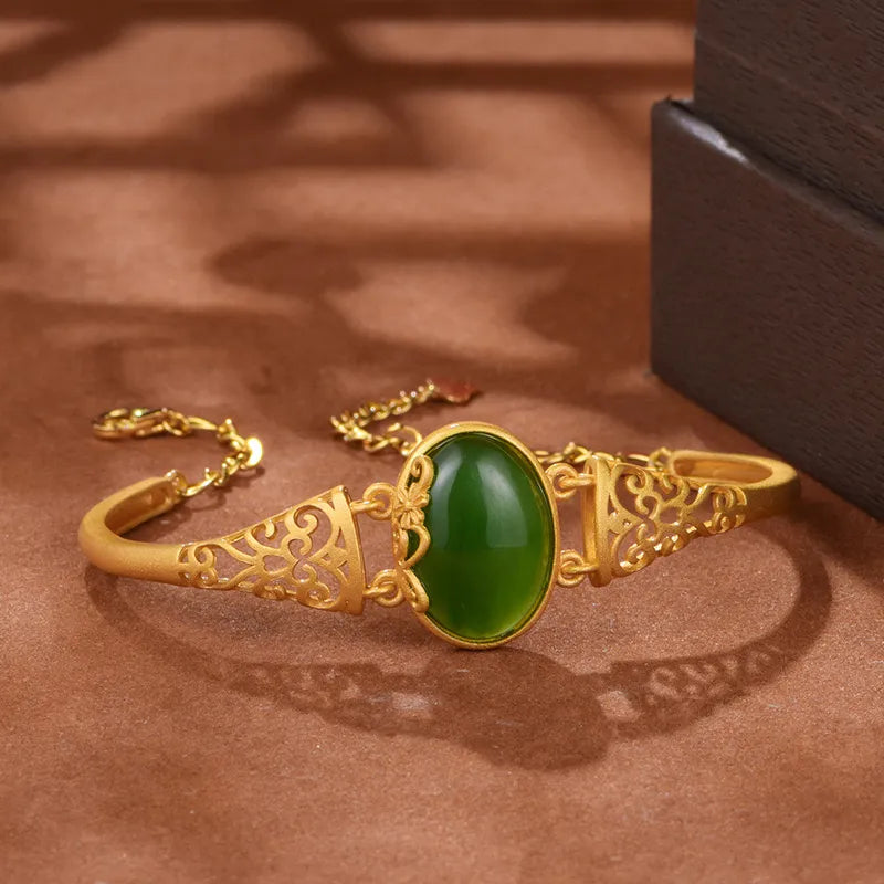 Bracelet Jade "Élégance Impériale" Argent Doré Or
