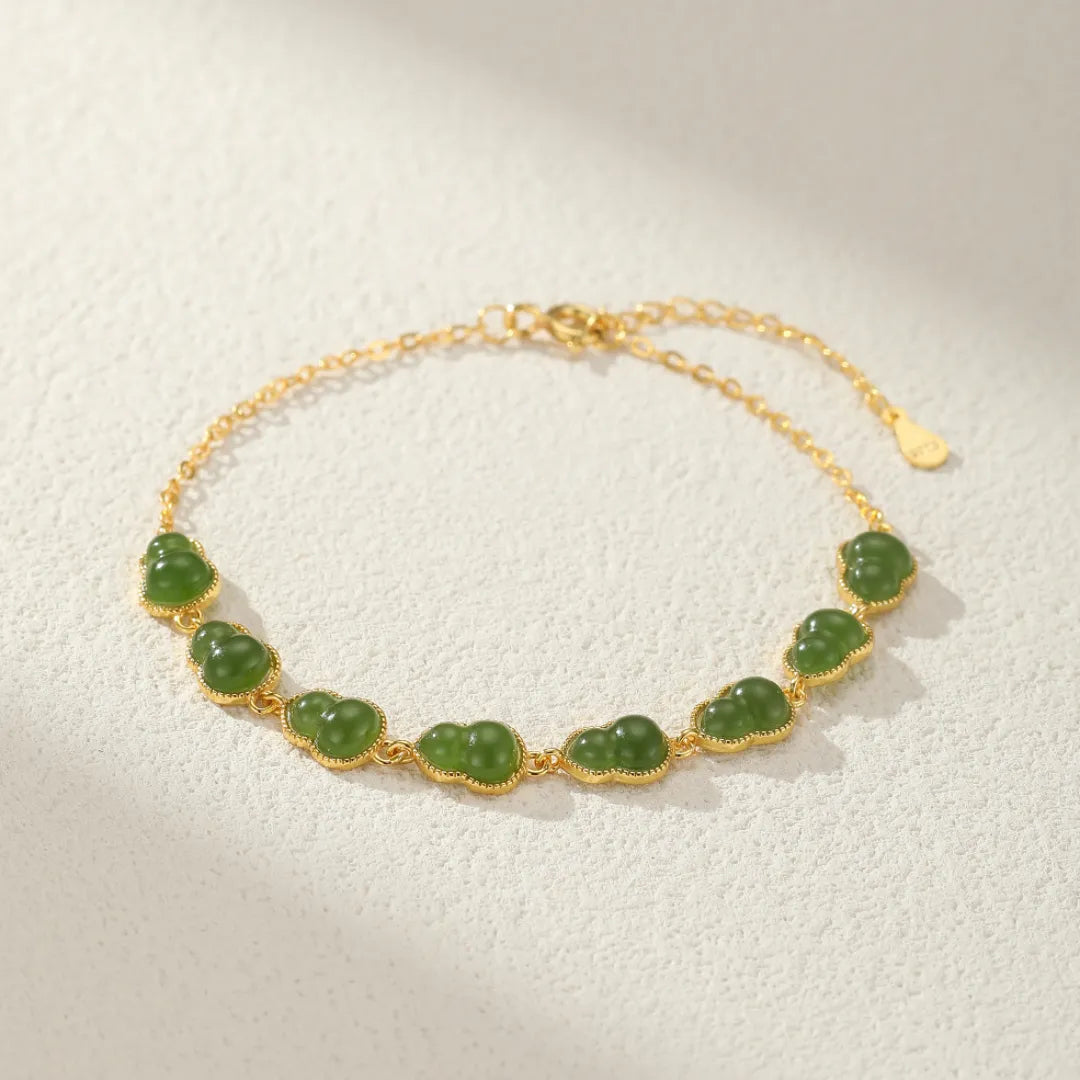 Pulsera Jade “Gourd d’Eternidad” Plata Dorada Oro