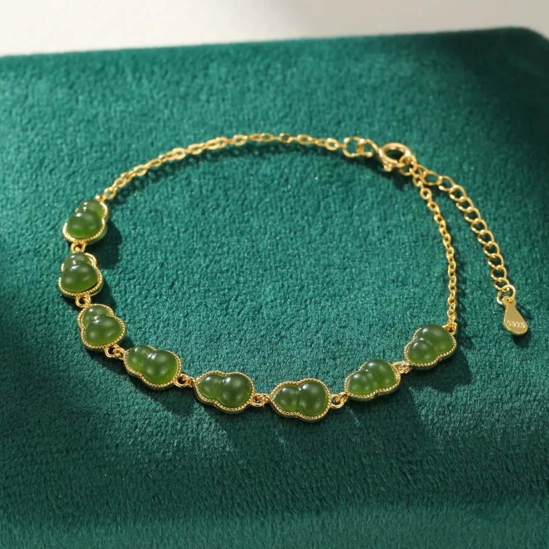 Pulsera Jade “Gourd d’Eternidad” Plata Dorada Oro