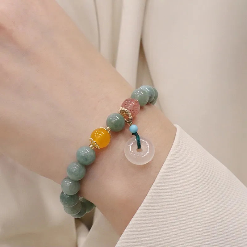 Bracelet Jade "Harmonie Pure" Argent Doré Or